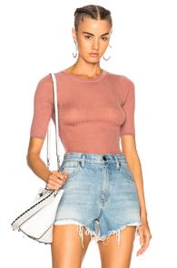 T By Alexander Wang Wash & Go Long Sleeve Rib Tee In Pink