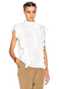 Lanvin Sleeveless Ruffle Top In White