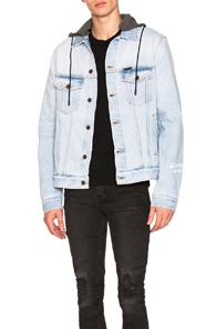 Off-white Denim Hooded Jacket In Blue