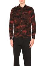 Valentino Camouflage Shirt With Patches In Abstract,red