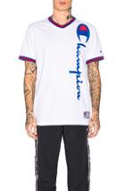 Champion V-neck Logo Tee In White