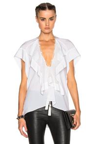 Roberto Cavalli Ruffle Blouse In White