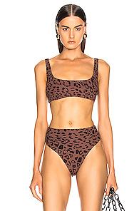 Alix Port Print Bikini Top In Animal Print,brown