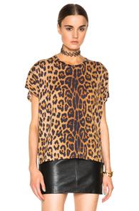 Saint Laurent Leopard Print Oversize Tee In Brown,animal Print