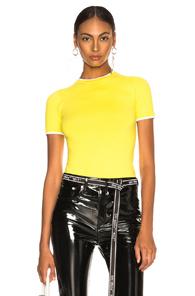 Joostricot Bodycon Short Sleeve Crew Neck Sweater In Yellow