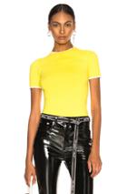 Joostricot Bodycon Short Sleeve Crew Neck Sweater In Yellow