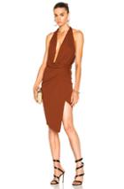 Alexandre Vauthier Stretch Jersey Sleeveless Wrap Dress In Brown
