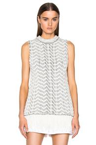 Proenza Schouler Weaving Jacquard Sleeveless Crewneck Sweater In White