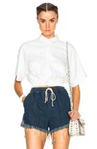 Msgm Elastic Waist Short Sleeve Shirt In White