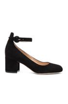Gianvito Rossi Suede Ankle Strap Flats In Black