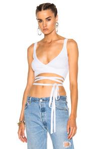 Alexander Wang Ribbed Wrap Bra In White