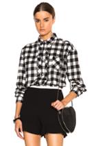 Red Valentino Gingham Oversized Ruffle Top In Black,checkered & Plaid