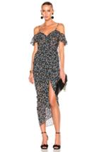 Veronica Beard Marilyn Cold Shoulder Ruffle Midi Dress In Black,blue,floral,orange