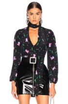 Rixo London Moss Top In Black,floral,pink