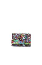 Oscar De La Renta Embroidered Satin Petite Evening Bag In Green,metallics,floral,abstract