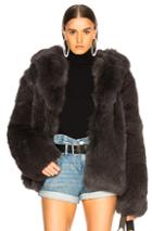 Rta Archie Fur Jacket In Gray