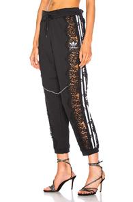Stella Mccartney X Adidas Lace Trim Sweatpants In Black,stripes,white