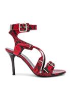 Chloe Scott Python Print Leather Ankle Strap Sandals In Red,animal Print