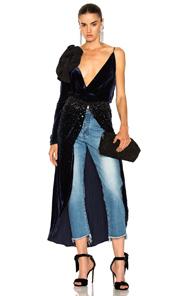 Johanna Ortiz Carmelilla Silk Rayon Velvet Embellished Dress In Blue