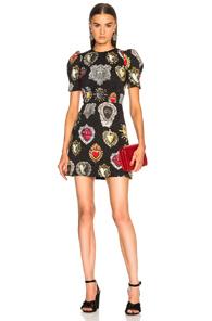 Dolce & Gabbana Brocade Printed Mini Dress In Black,floral