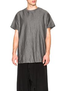 Yohji Yamamoto Rucked Stripe Tee In Gray,stripes