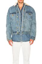 Fear Of God Selvedge Denim Lined Trucker Jacket In Blue