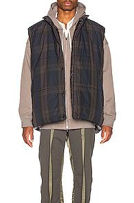 Fear Of God Reversible Oversized Vest In Black,blue,plaid