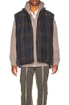 Fear Of God Reversible Oversized Vest In Black,blue,plaid