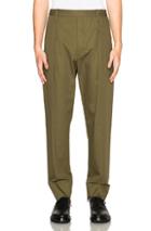 Lemaire Light Cotton Linen Canvas Elasticated Pants In Green