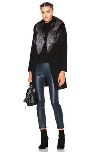 Theperfext Vanessa Coat With Fox Fur Collar In Black