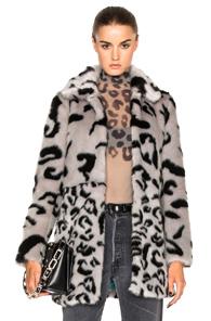 Shrimps Fayx Fur Lassie Coat In Gray,animal Print