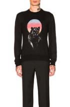 Saint Laurent Panther Jacquard Wool Crew In Black