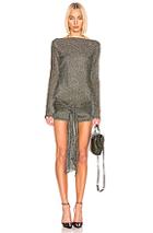 Zeynep Arcay Mini Wrap Knit Dress In Gray,metallic