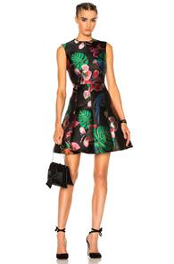 Valentino Tropical Dream Dress In Black,floral,animal Print