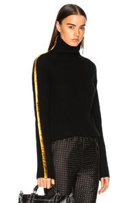 Haider Ackermann Side Band Turtleneck Sweater In Black,yellow