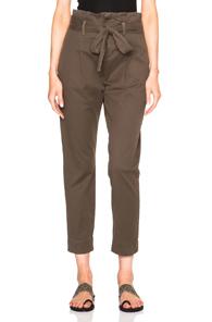 Frame Denim Skinny Paper Bag Trousers In Green
