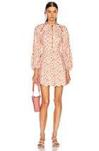 Zimmermann Goldie Scallop Short Dress In Floral,pink,white