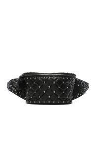 Valentino Small Quilted Rockstud Spike Belt Bag In Black