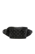Valentino Small Quilted Rockstud Spike Belt Bag In Black