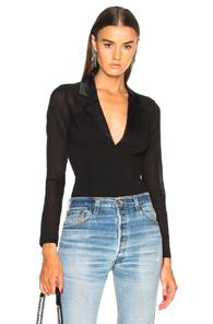 Fleur Du Mal Tuxedo Bodysuit In Black