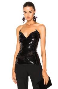 Mugler Sequin Mermaid Bustier In Black