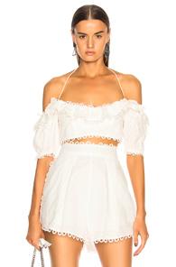 Zimmermann Melody Off Shoulder Top In White