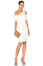 Michelle Mason Asymmetrical Cold Shoulder Dress In White