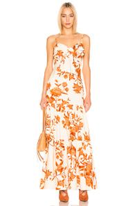 Johanna Ortiz Corazon Pacifico Dress In Floral,orange,neutral
