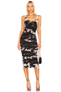 Enza Costa Silk Rib Tank Midi Dress In Black,tie Dye