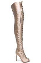 Gianvito Rossi Satin Marie Lace Up Boots In Neutrals