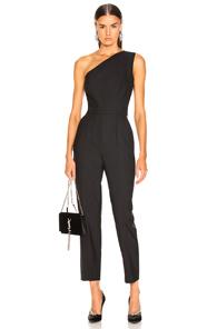 Oscar De La Renta One Shoulder Jumpsuit In Black