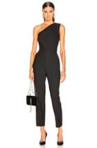 Oscar De La Renta One Shoulder Jumpsuit In Black