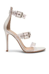 Gianvito Rossi Plexi Vitello Strap Heels In White