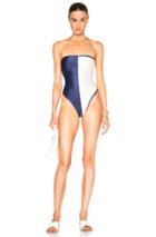 Adriana Degreas Two Color Strapless Suit In Blue,white